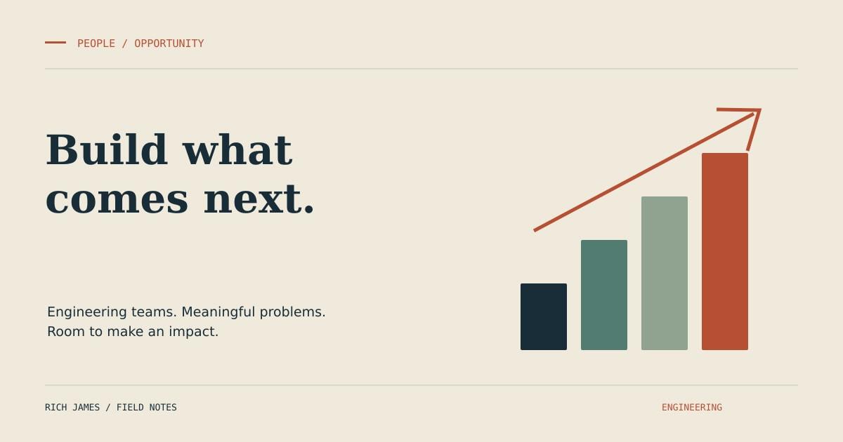 Build what comes next: ascending architectural blocks and an upward arrow.