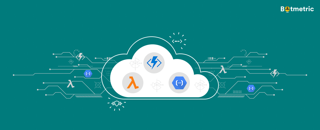 Azure serverless services connected around a central cloud.